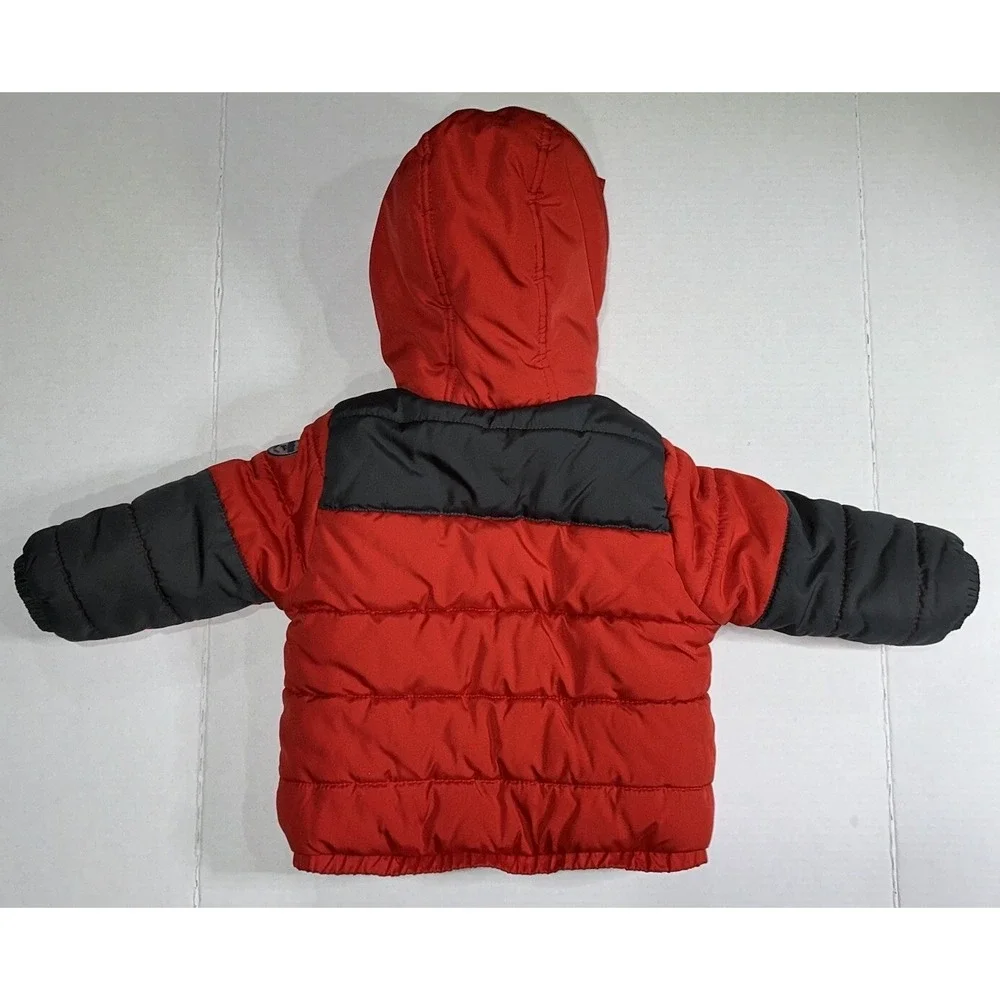 Oshkosh B'Gosh‎ Puffer Jacket 2T Red Gray Fleece Lined Jacket